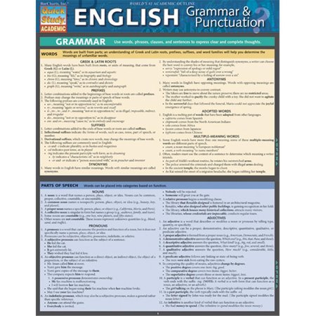 BARCHARTS English Grammar & Punctuation Quickstudy Easel 9781423218654